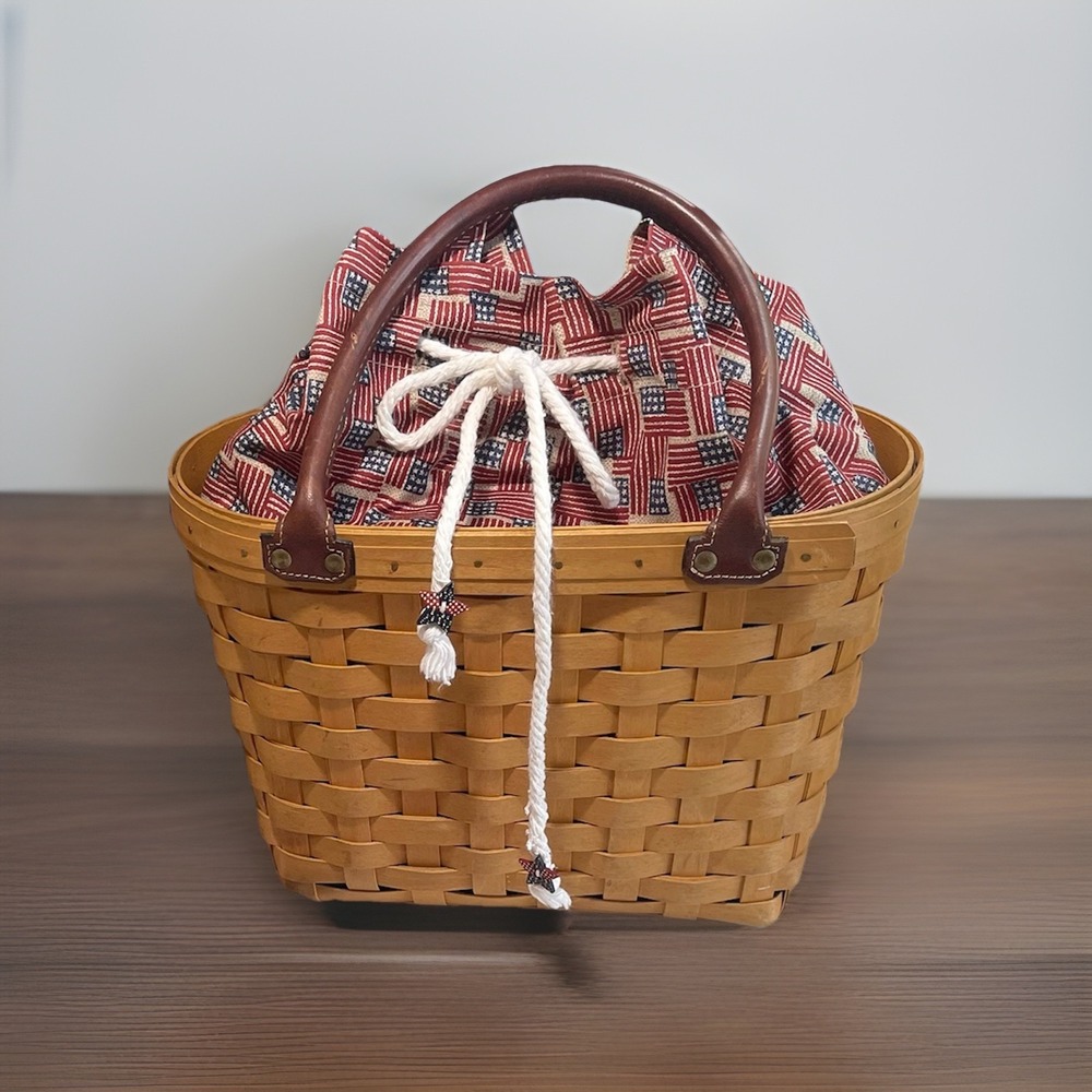 Y2K '01 Med Boardwalk Basket/Purse Signed, Old Glory Liner‎ & Protector Clean
